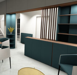 Agencement laqué en turquoise mat