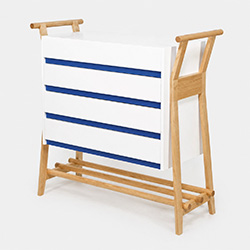 Commode laquée et vernie en blanc et bleu mat