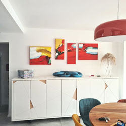 Enfilade design laquée et vernie en blanc mat