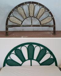 tête de lit en rotin et cannage