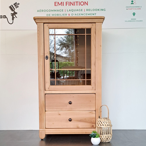 Vitrine en merisier - Vernis mat naturel